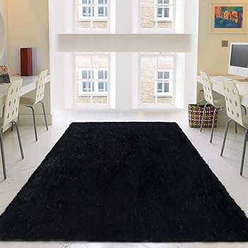 CRUGZ Black Area Rug - 6x9 Feet, Ultra Soft, Shaggy Fluffy